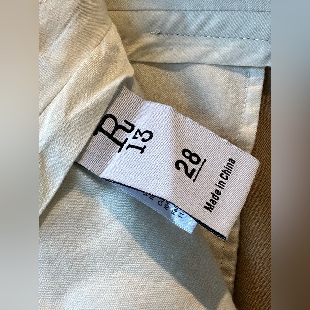 R13 Cropped Triple-pleat Crossover Trousers In Beige - Picture 14 of 16
